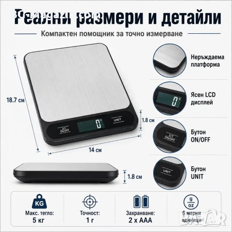 Професионална електронна кухненска везна прецизна и точна за кафе храна плодове дигитален кантар , снимка 5 - Везни - 50921524