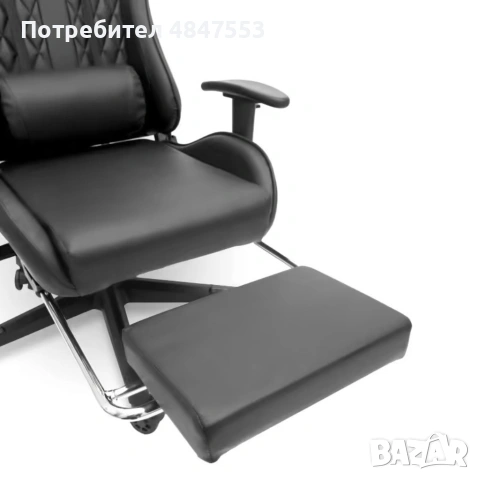 Геймърски стол с прибираща се подложка за крака и функция за масаж - черен, снимка 9 - Столове - 55242812