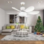 Модерна вентилаторна лампа с форма на цвете, LED осветление, дистанционно, 40W, 1200 лумена, снимка 1