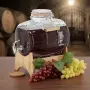 Стъклен диспенсър за напитки 8L, с кран и бамбукова поставка, снимка 1