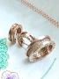 Разкошен Сребърен Позлатен Комплект BVLGARI с Бели Циркони, снимка 6