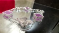 Van Cleef & Arpels VCA 5 Motifs Silver Purple Chalcedony Clear Vintage Alhambra Дамска Гривна, снимка 3