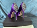 Нови изящни обувки Badgley Mischka Kiara Purple Satin size 37, снимка 4