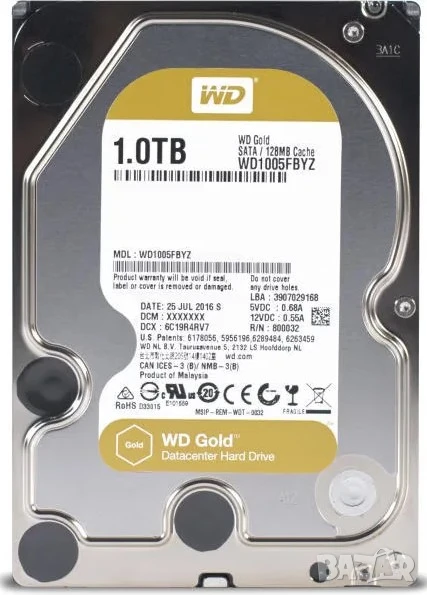 2 бр. Хард диск 1TB WD Gold Enterprise (WD1005FBYZ) – на 1 час работа!, снимка 1