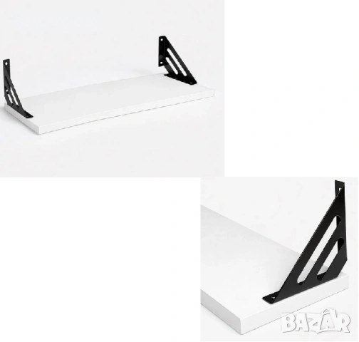 Рафт за стена, 40см, MDF, до 3кг, цвят- бял