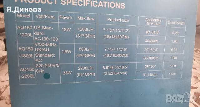 Филтър за аквариум AQ-150-2200L , снимка 9 - Аквариуми - 54092836