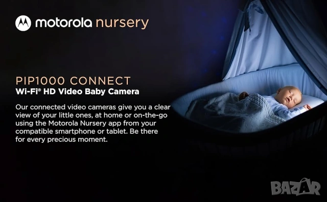 Бебешка камера Motorola Nursery PIP1000C HD WiFi Baby Monitor - НОВА, снимка 4 - Бебефони - 54683751