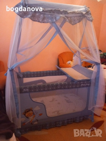 Бебешко легло/кошара на 2 нива с матрак, снимка 2 - Бебешки легла и матраци - 53996748