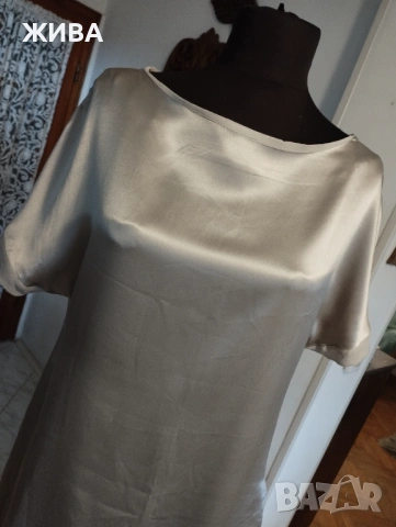 ЕСТЕСТВЕНА КОПРИНА дамска рокля цвят сив