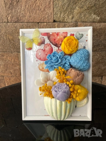 3Д ароматизиран букет в рамка, снимка 3 - Декорация за дома - 54239844