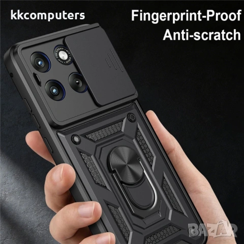 Калъф за Motorola Edge 70 Fusion+ 5G / Fusion 5G с Капаче за Камера и Стойка - PC+TPU, Военна защита, снимка 13 - Калъфи, кейсове - 54120294