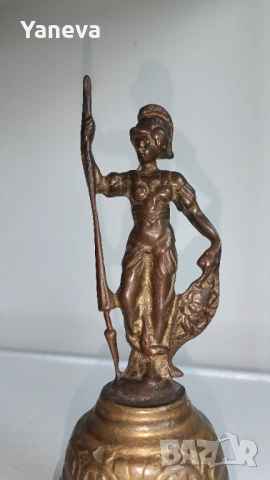 Бронзова, масивна камбана с Атина Палада ,богинята на мъдростта, стратегическата война и занаятите. , снимка 4 - Статуетки - 54057398