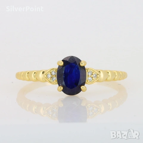 Сребърен пръстен сърца със Сапфир Royal Blue 2.29 карата,и сертификат 