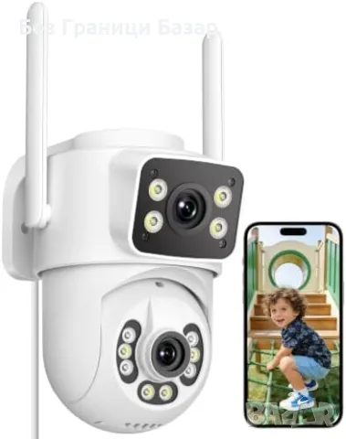 Нова Външна CCTV камера ANBIUX 6MP, 360° PTZ, AI следене, IP66, Alexa охрана дом