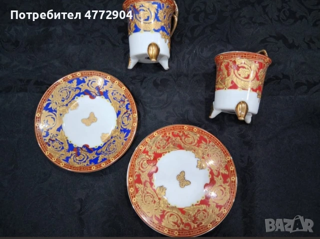 Vintage k&k Vienna porcelain Комплект 2бр .двоен сет  за еспресо/късо кафе , снимка 4 - Антикварни и старинни предмети - 54419595
