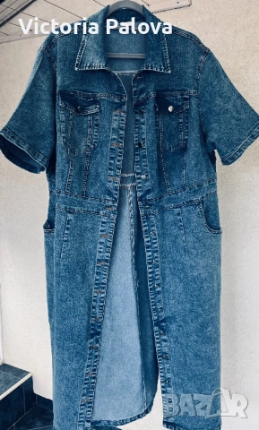 Макси дънкова рокля / тренч 5XL (става и за XL, 2XL), снимка 2 - Рокли - 54654191