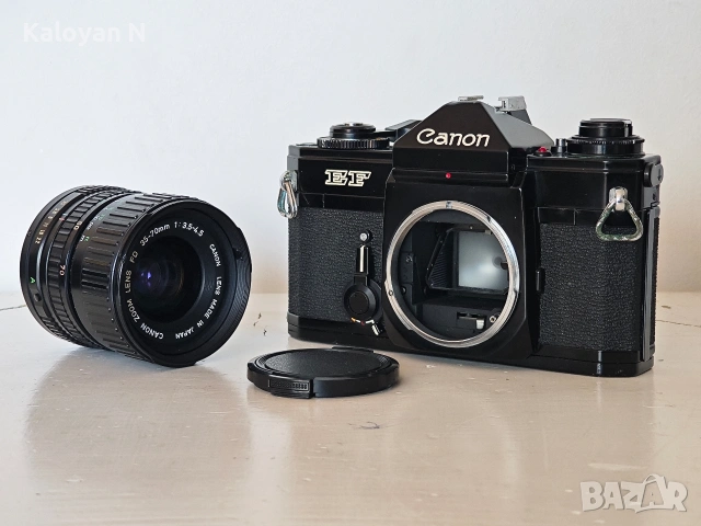 Комплект тяло Canon EF (The Black Beauty) и обектив Canon FD 35-70mm f/3.5-4.5