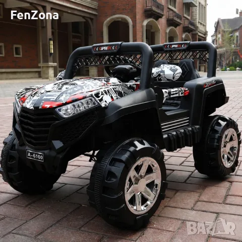 Детско електрическо бъги 4×4 с дистанционно, LED, USB и MP3 – 4 мотора, бяло