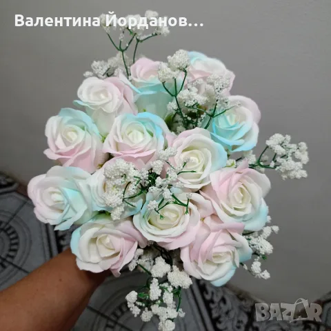 букети от сапунени рози и изкуствени цветя 