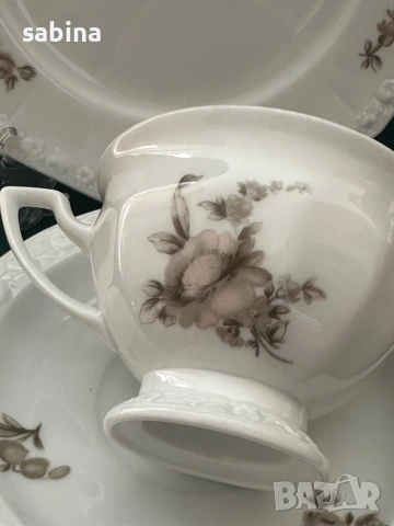 Rosenthal Maria - 6 броя троен сет с декор  „Sepia rose”, снимка 8 - Сервизи - 54859197