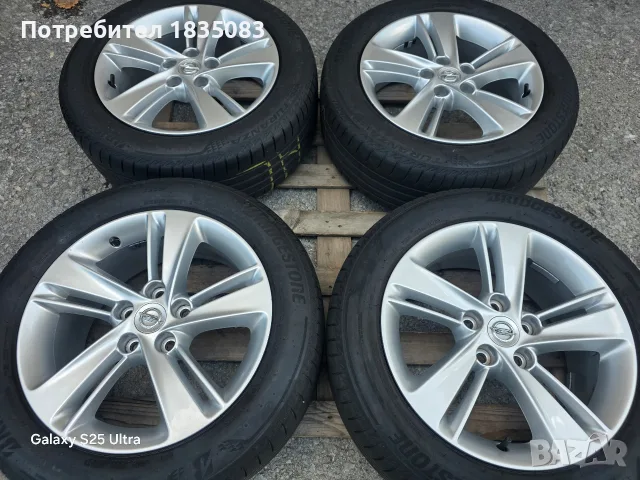 Лети джанти 17ки 5х115 Opel, Chevrolet + летни гуми 225/55/17 Bridgestone, снимка 2 - Гуми и джанти - 55325718