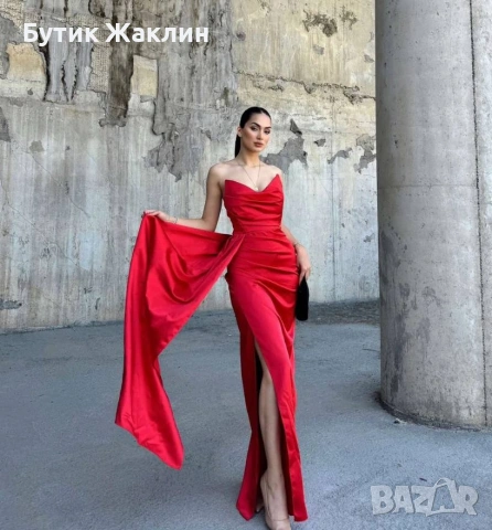 Дамска официална рокля от сатен, снимка 5 - Рокли - 54153552