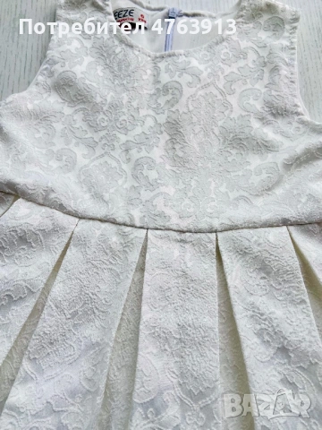 Официална детска бяла рокля с бродерия, 6г.