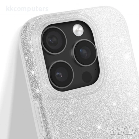 Силиконов кейс bSmart Glitter 3в1 за iPhone 17 Pro Max (6.9) сребрист и Протектор, снимка 4 - Калъфи, кейсове - 54157715