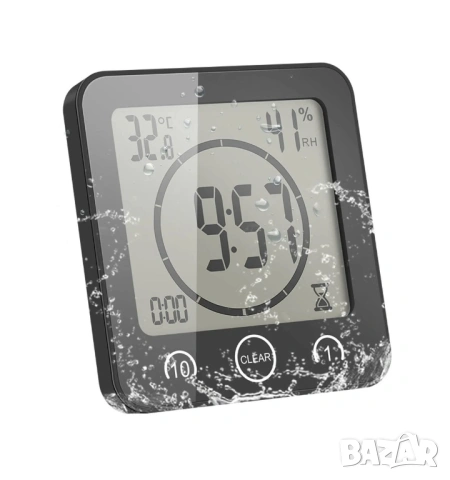 Термометър и хигрометър за баня с таймер Baldr LCD екран