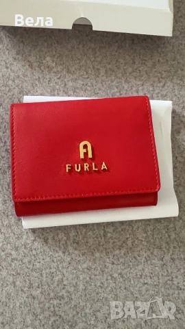 Червено портмоне Furla естествена кожа