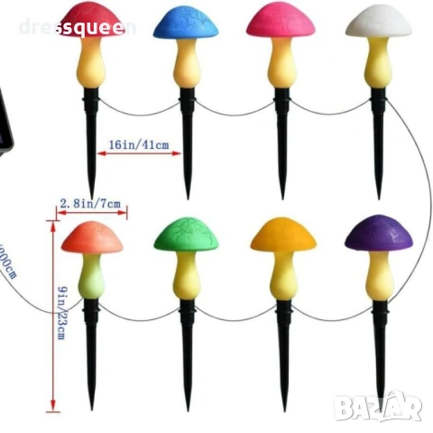 4477 Комплект соларни светещи гъби с до 12 часа нощно сияние, снимка 4 - Соларни лампи - 54067054