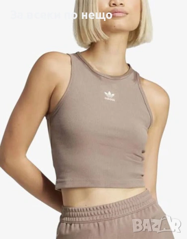 ADIDAS Essentials Ribbed Tank Top Brown Дамски Кафяв Топ Код P2755