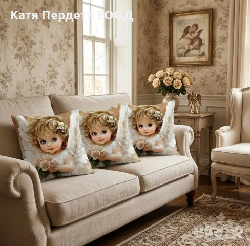 Плюшени декоративни калъфки с ангелски мотив