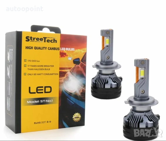 Лед крушки - Led система H7 Streetech модел STN1 за фарове - 170 000 Лукса, 65W - Canbus 6000K 