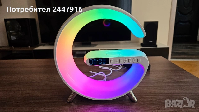 G shape RGB блутуут колонка и wireless charger 15w, снимка 2 - Bluetooth тонколони - 54516271