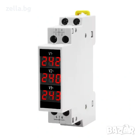 Трифазен цифров волтметър AC 80-500V – монтаж на DIN шина 18 мм, IP20, за индустриални 10429, снимка 8 - Друга електроника - 54694669