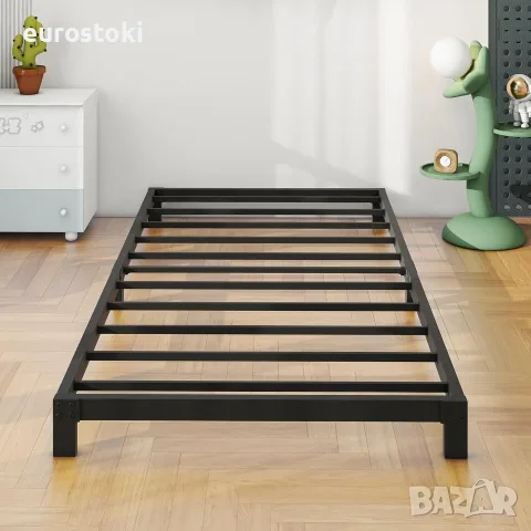 Метална ниска рамка за легло 90 x 200 см, модерно метално легло за възрастни, деца, тийнейджъри, снимка 4 - Спални и легла - 55332128