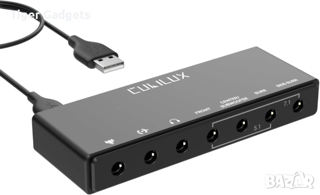 Външна USB звукова карта Cubilux 7.1, 48kHz–384kHz, Line-In и микрофонен вход