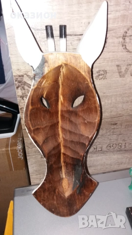 дървена маска, снимка 3 - Декорация за дома - 54026984