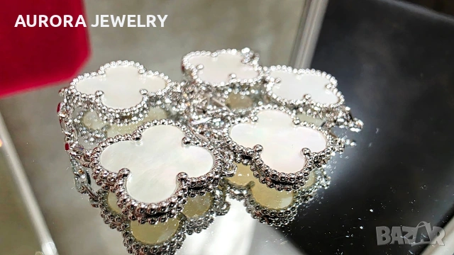 Van Cleef & Arpels VCA 5 Motifs Silver Mother of Pearl Vintage Alhambra Дамска Гривна, снимка 4 - Гривни - 54133225