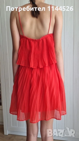 Къса червена солей рокличка Zara, XS, снимка 4 - Рокли - 54900647
