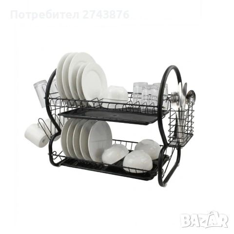 Image СУШИЛКА ЗА СЪДОВЕ МЕТАЛ EK-6032, 2 реда, Тавички за оттичане, Органайзер за приборимасова купа, снимка 4 - Други - 35547599