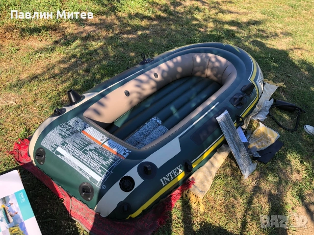 Надуваема лодка Seahawk 2 Intex, за 2 лица, размер 236×114 см, PVC, зелена, снимка 14 - Воден транспорт - 54153386