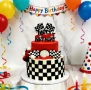 Комплект топер Happy birthday рали състезание кола знаме флаг топчета топки декорация на торта , снимка 3
