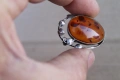 Сребърна брошка с кехлибар, снимка 7