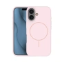 Кейс Silicone Thin Mag за iPhone 16 (6.1), светлорозов и Протектор, снимка 1