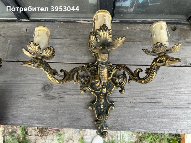 Стари бронзови стенни лампи, снимка 2 - Декорация за дома - 54945274