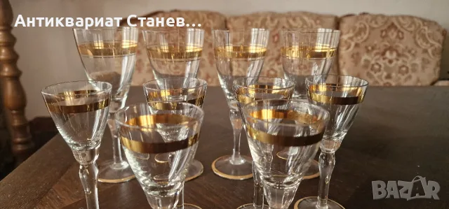 Ретро комплект чаши с златен кант, снимка 3 - Чаши - 55316661
