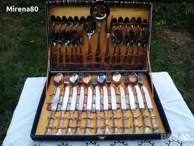 Антикварен комплект посребрени прибори - 51 бр.