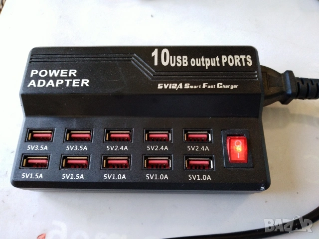 Зарядно USB с 10 порта 5V, 12A, 60W